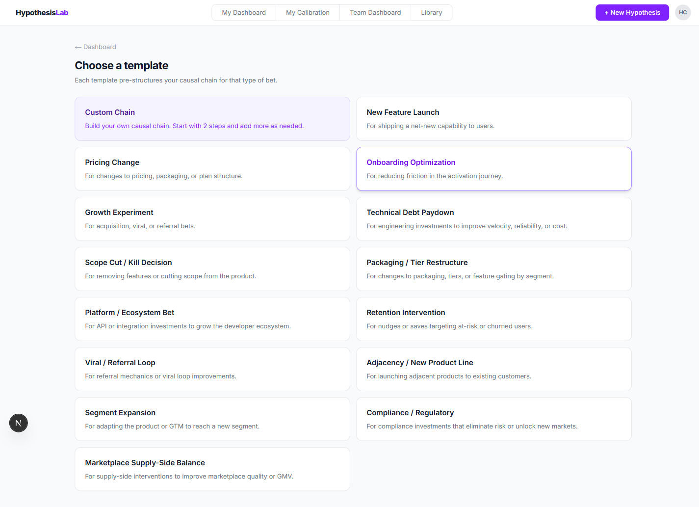 Template picker grid